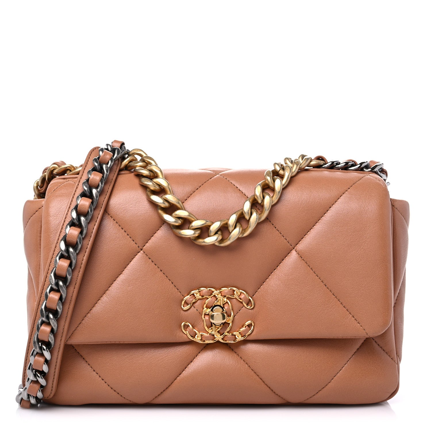 Chanel Lambskin Quilted Medium Chanel 19 Flap Brown 1 of 11