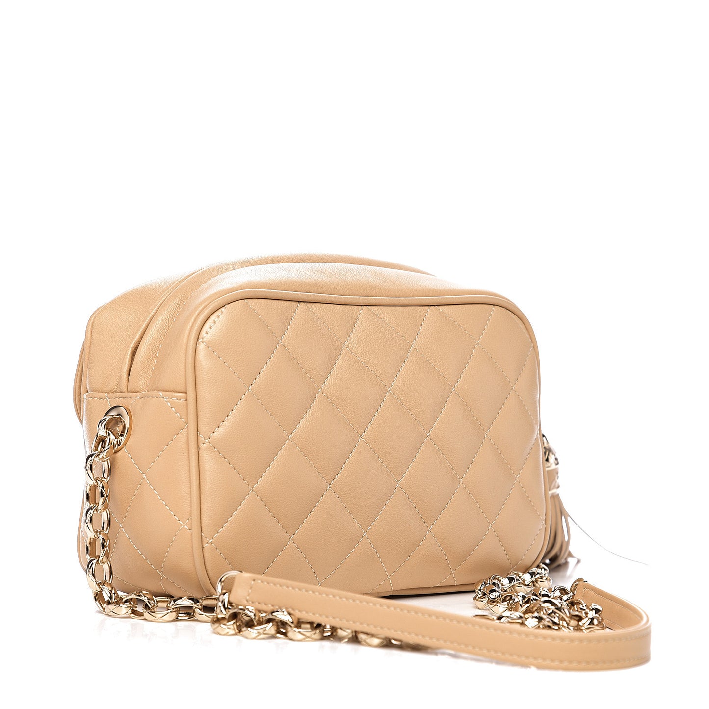 Lambskin Quilted Coco Vintage Camera Case Beige