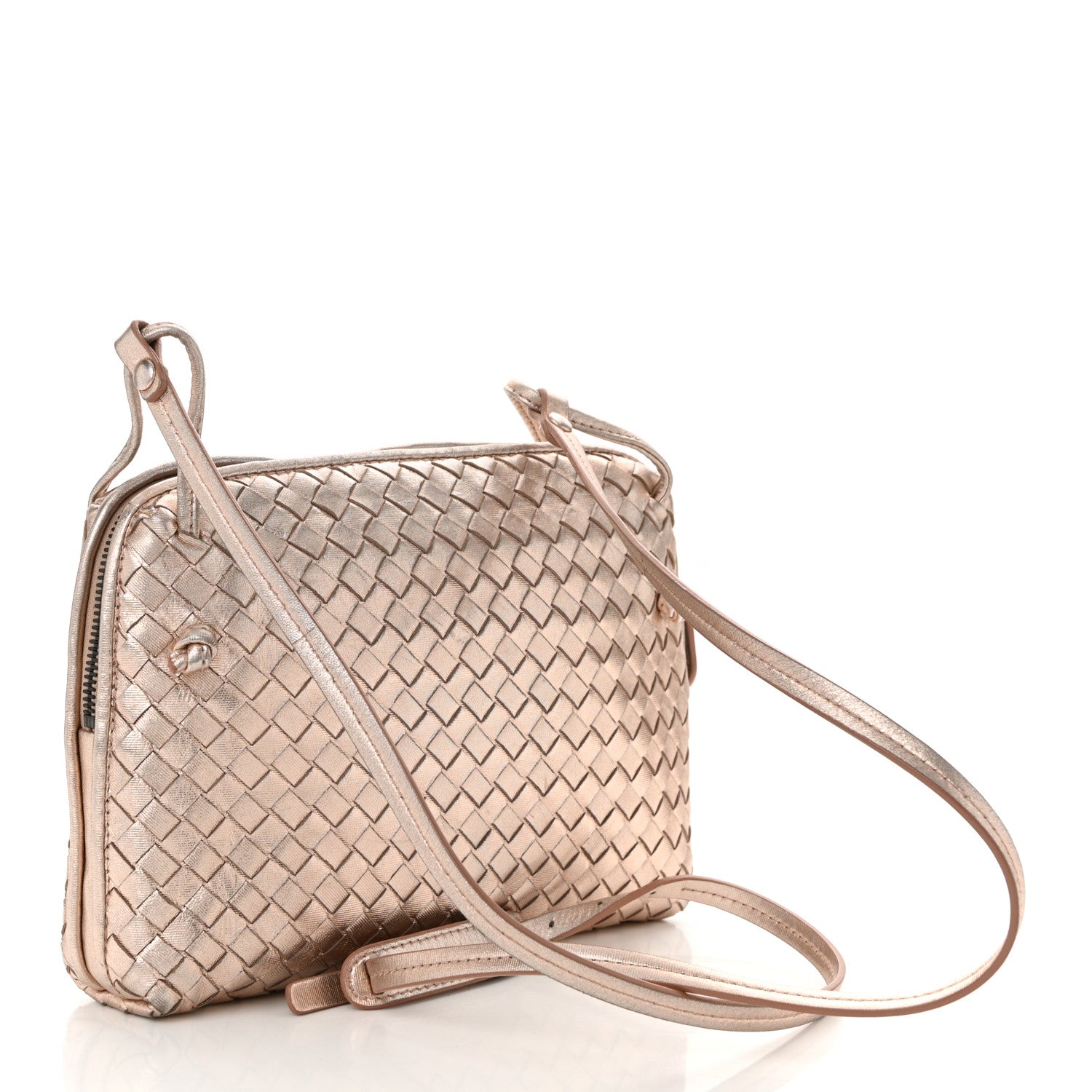 Bottega Veneta Metallic Grosgrain Intrecciato Nodini Crossbody Messenger Copper 3 of 10