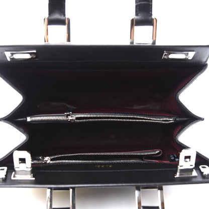 Gucci Smooth Calfskin Diagonal Striped Small Zumi Top Handle Bag Black Beige 4 of 11