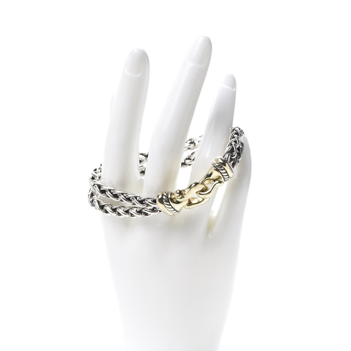 Sterling Silver 14K Yellow Gold 6mm Double Wheat Buckle Bracelet