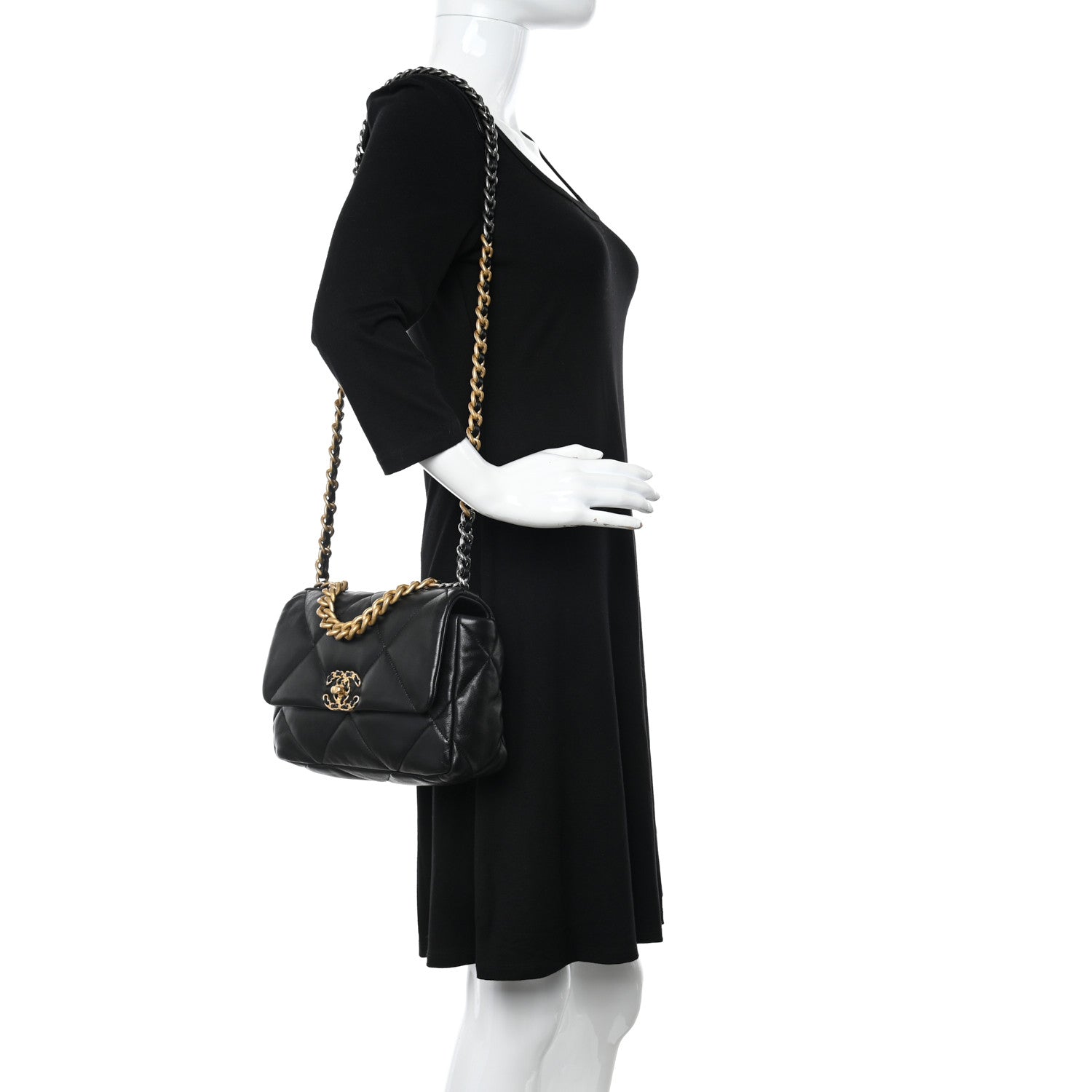 Chanel Goatskin Quilted Medium Chanel 19 Flap Black 2 of 11