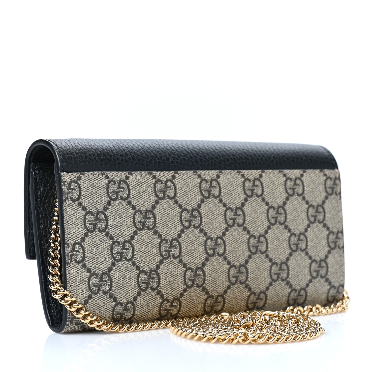 Gucci Dollar Calfskin GG Supreme Monogram Petite GG Marmont Wallet Chain Bag Black Beige Ebony 3 of 9