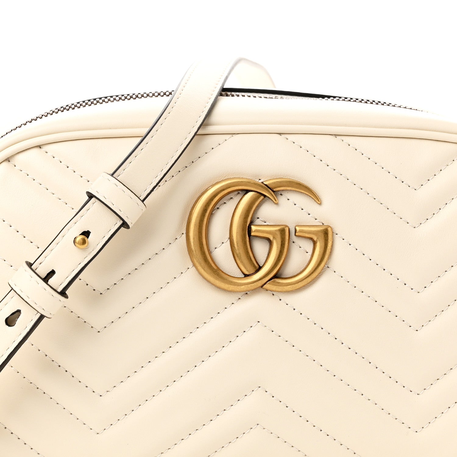 Gucci Calfskin Matelasse Small GG Marmont Chain Shoulder Bag White 8 of 10