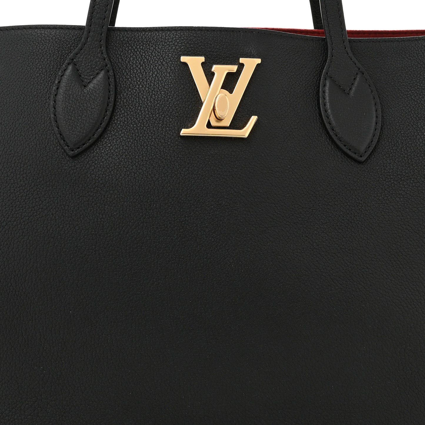 Grained Calfskin Lockme Shopper Black