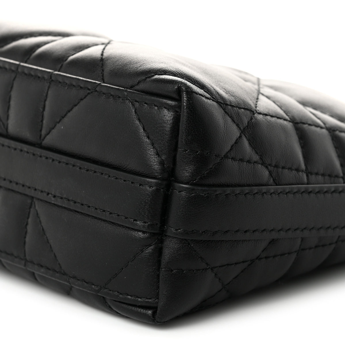 Calfskin Macrocannage Miss Caro Diorling Mini Bag with Chain Black