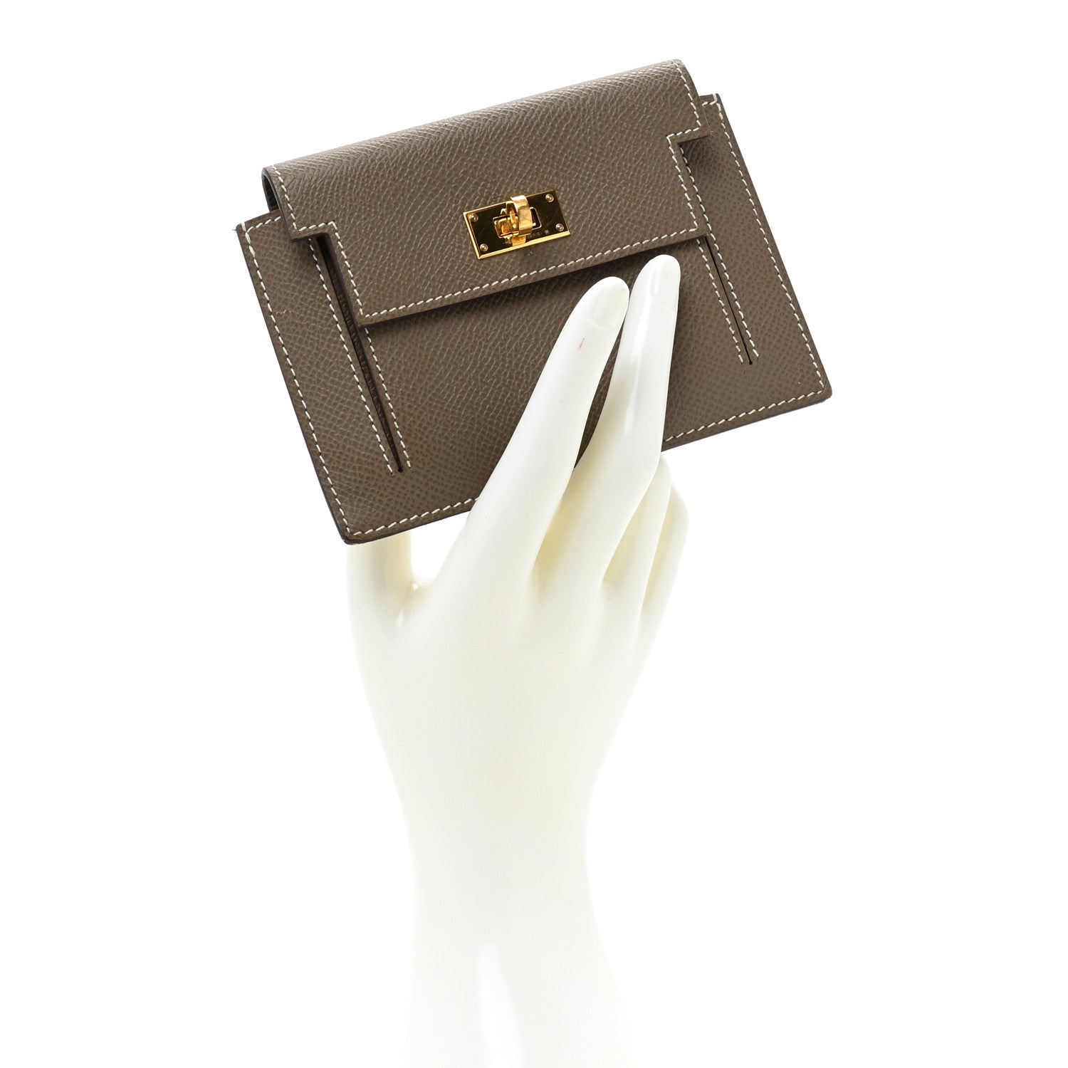 Hermes Epsom Kelly Pocket Compact Wallet Etoupe 2 of 13