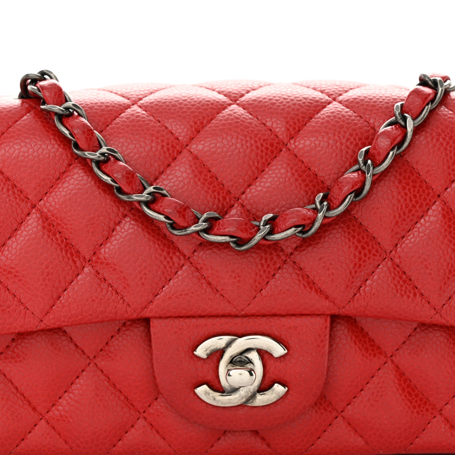 Chanel Caviar Quilted Mini Rectangular Flap Red 8 of 12