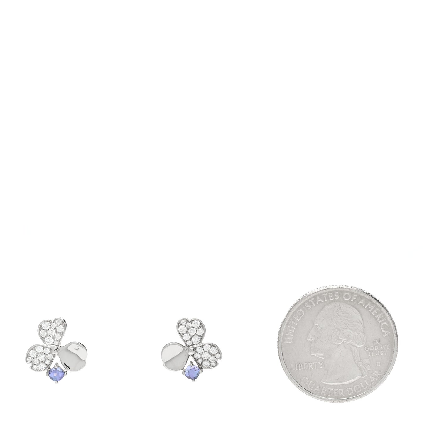 Platinum Diamond Tanzanite Paper Flowers Earrings