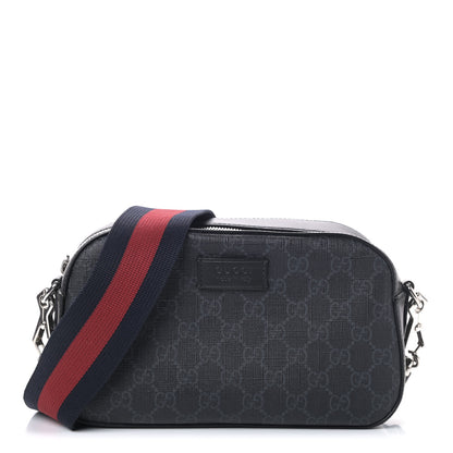 Gucci GG Supreme Monogram Web Shoulder Bag Black Grey 1 of 8
