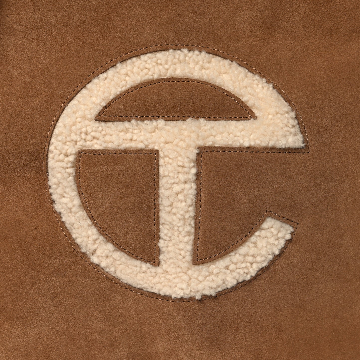 X UGG Suede Shearling Medium Shopping Bag Chestnut