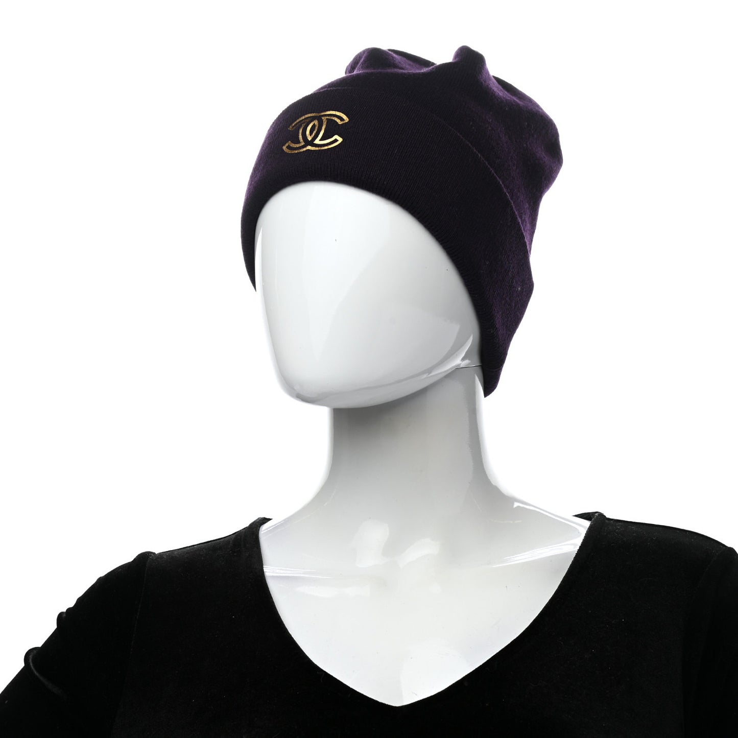 Cashmere CC Beanie Hat Purple Gold
