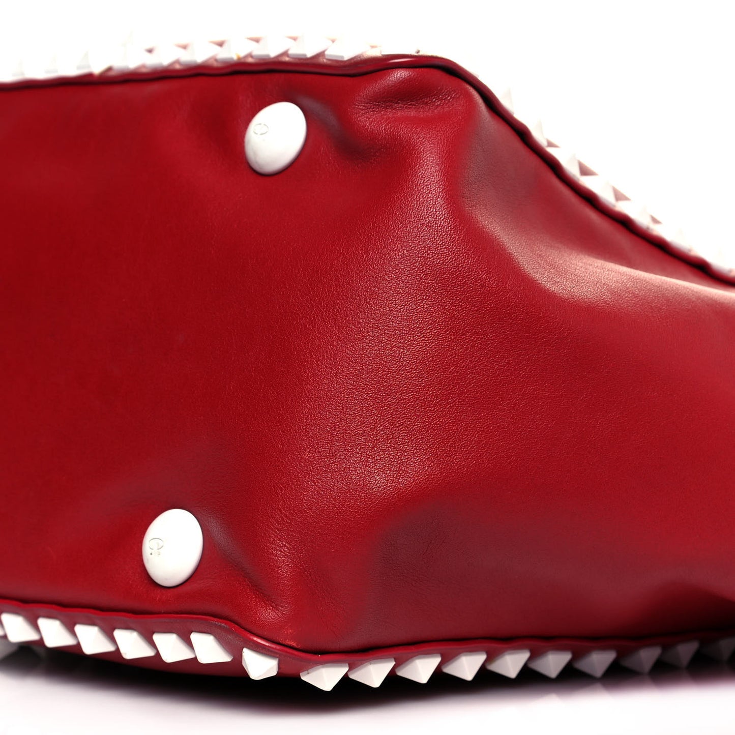 Vitello Colorblock Free Rockstud Tote Rosso Valentino White