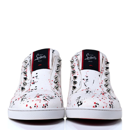 Christian Louboutin Toile Splash Mens F.A.V Fique A Vontade Flat Sneakers 41.5 White 3 of 8