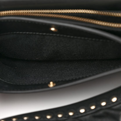 Valentino Garavani Calfskin Crystal Bead Embellished Mini Rockstud Love Story Ruffle Strap Bag Black 8 of 21