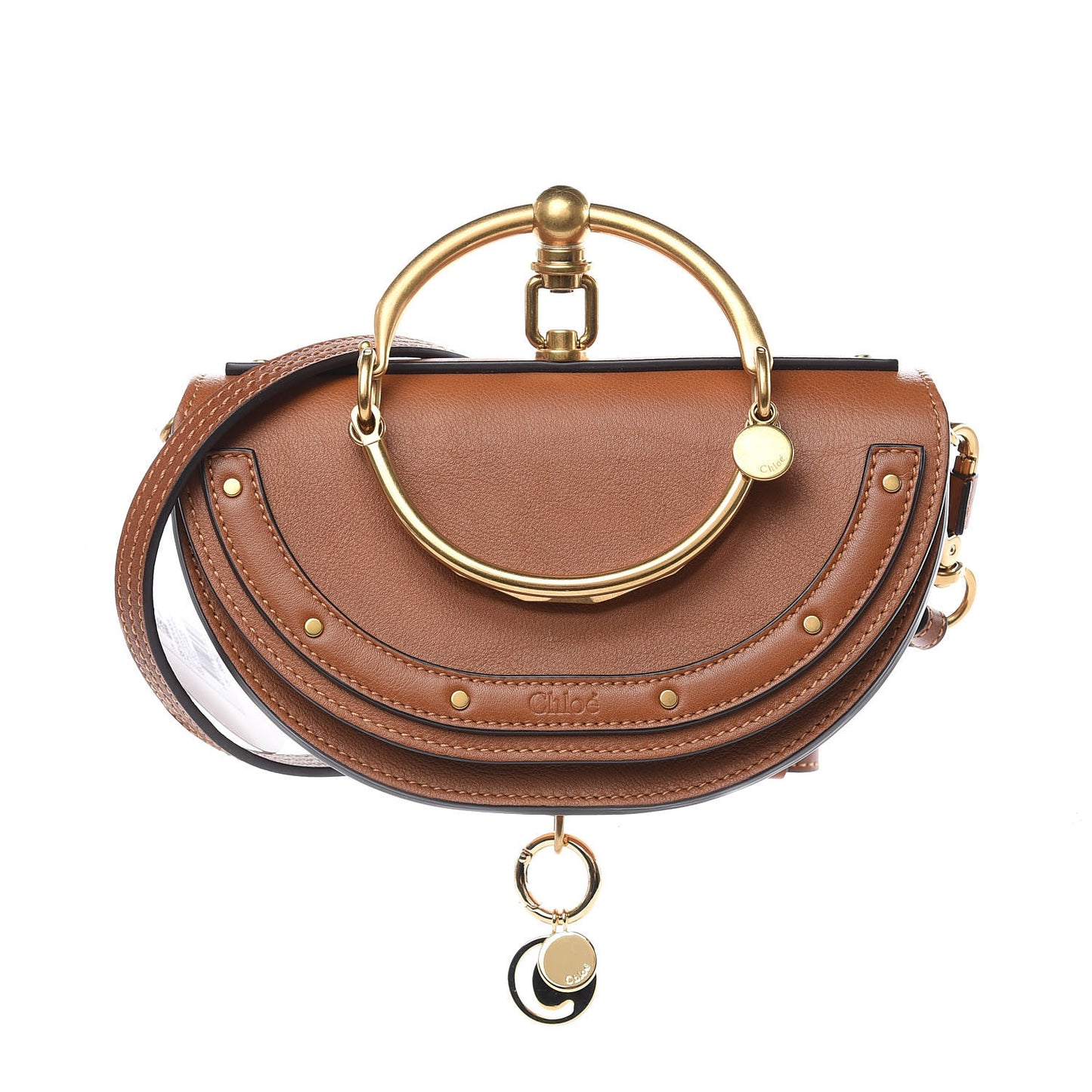 Calfskin Small Nile Bracelet Minaudiere Bag Caramel