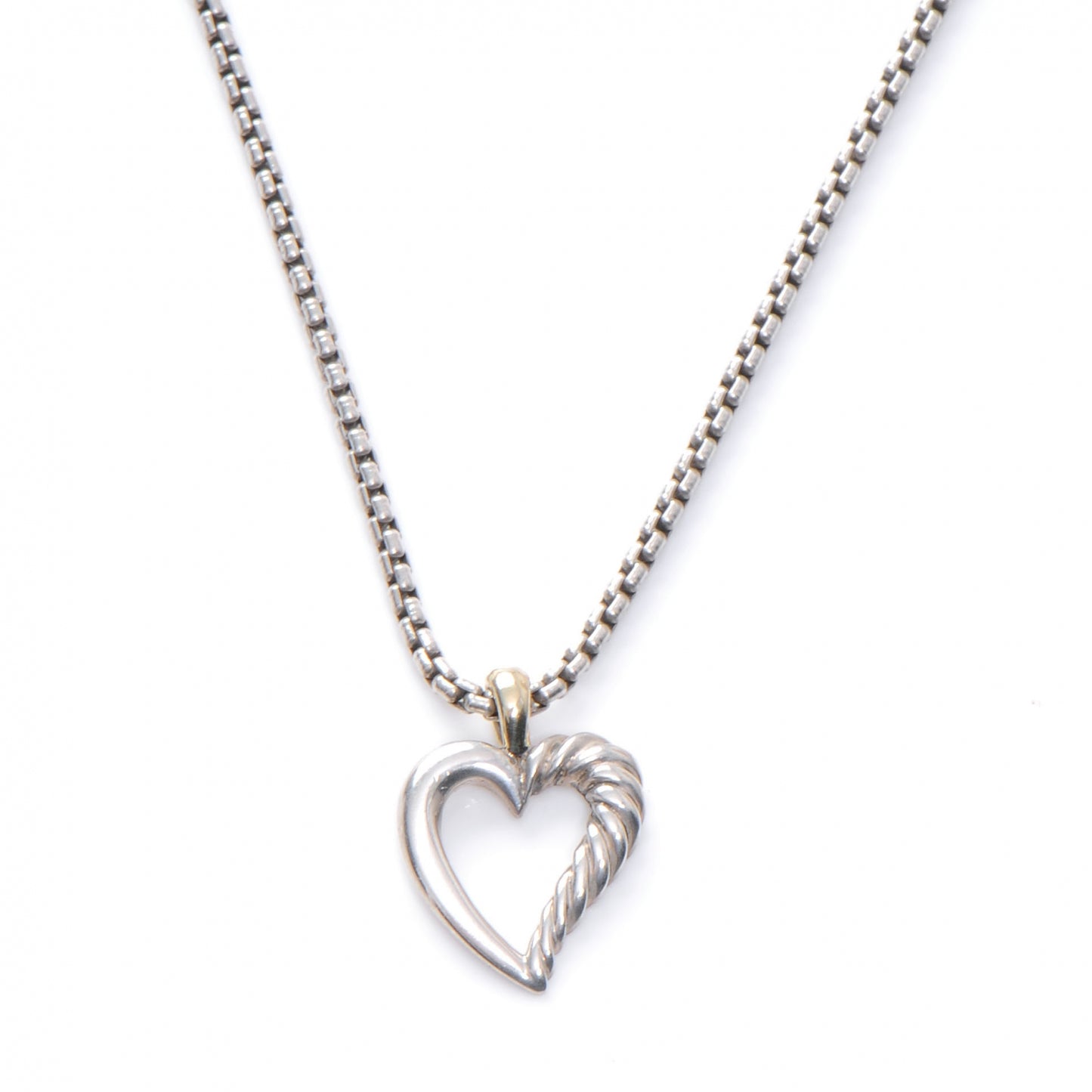 Sterling Silver 14k Cable Heart Necklace