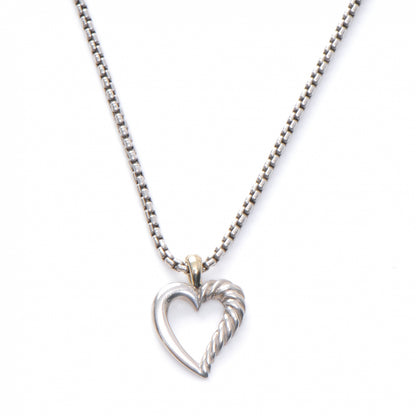 David Yurman Sterling Silver 14k Cable Heart Necklace 7 of 10