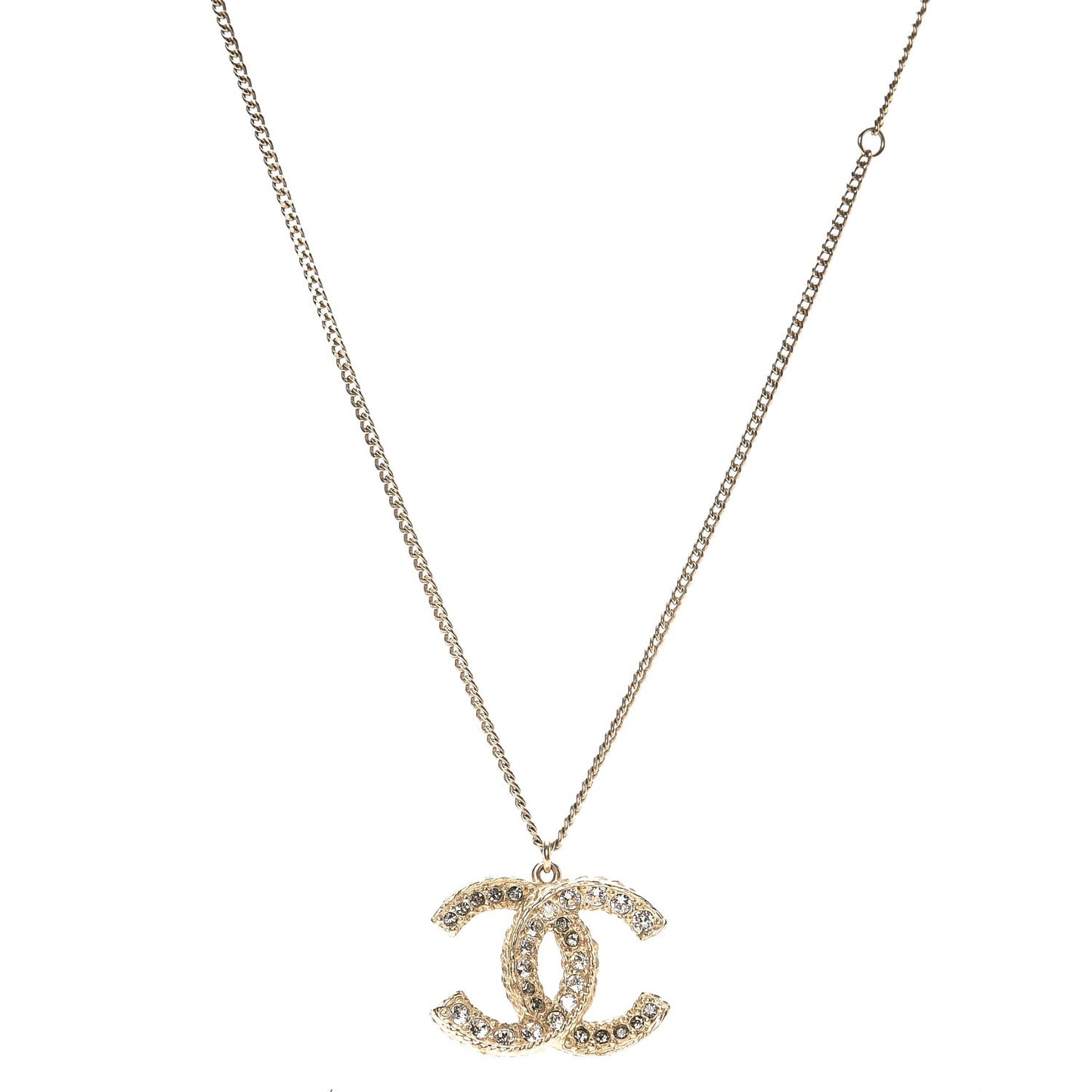 Crystal Enamel CC Necklace Light Gold