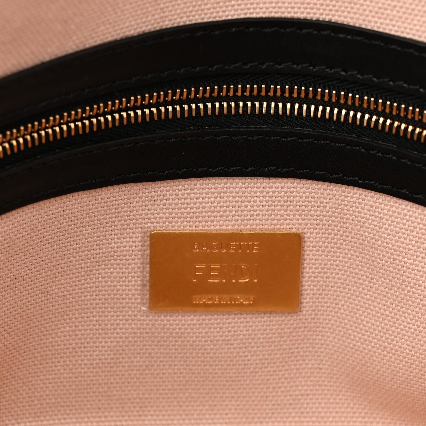 Canvas Vitello King FF Embroidered Baguette Rosa Quarzo Black