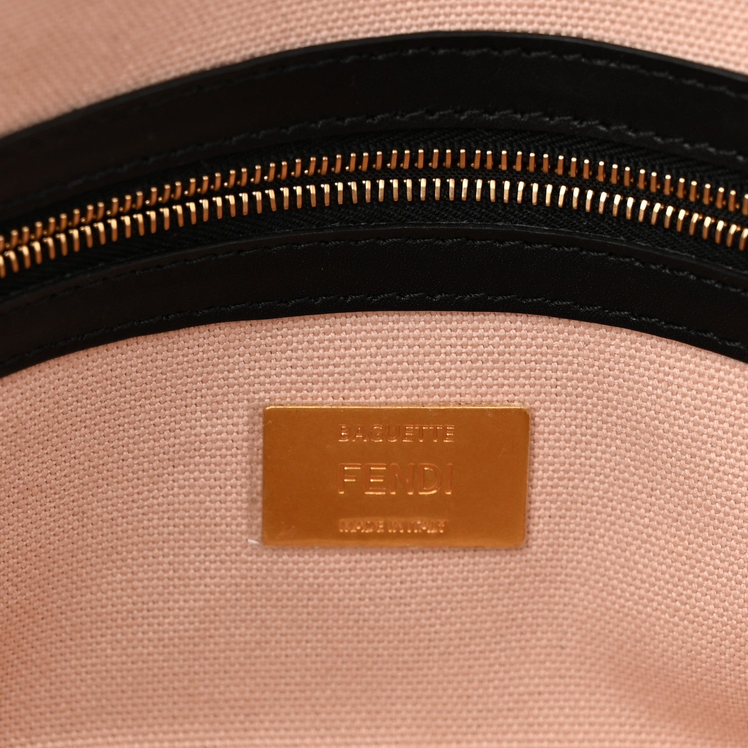 Fendi Canvas Vitello King FF Embroidered Baguette Rosa Quarzo Black 6 of 10