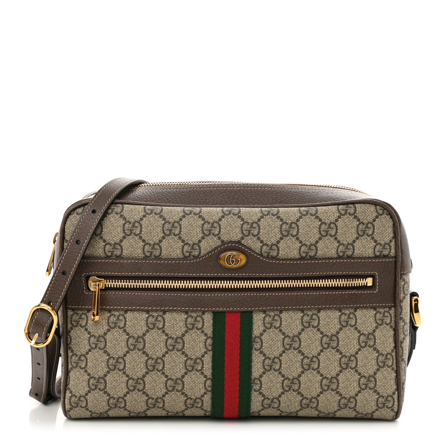 Gucci GG Supreme Monogram Web Small Ophidia Shoulder Bag Brown 1 of 11