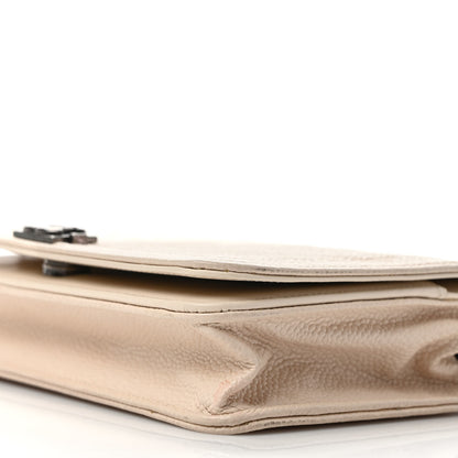 Chanel Caviar Chevron Quilted Boy Wallet On Chain WOC Light Beige 8 of 10