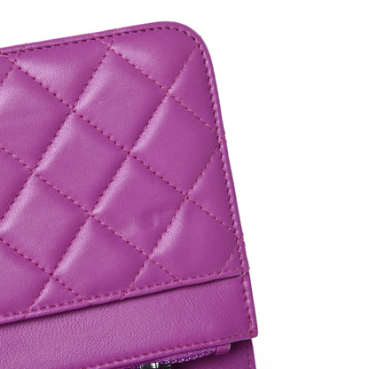 Chanel Lambskin Quilted Boy Wallet On Chain WOC Dark Pink 11 of 13