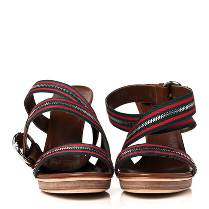 Gucci Calfskin Web Zip Sandals 39 Cuir 2 of 8