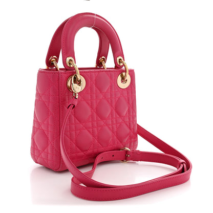 Christian Dior Lambskin Cannage Mini Lady Dior Pink 3 of 14