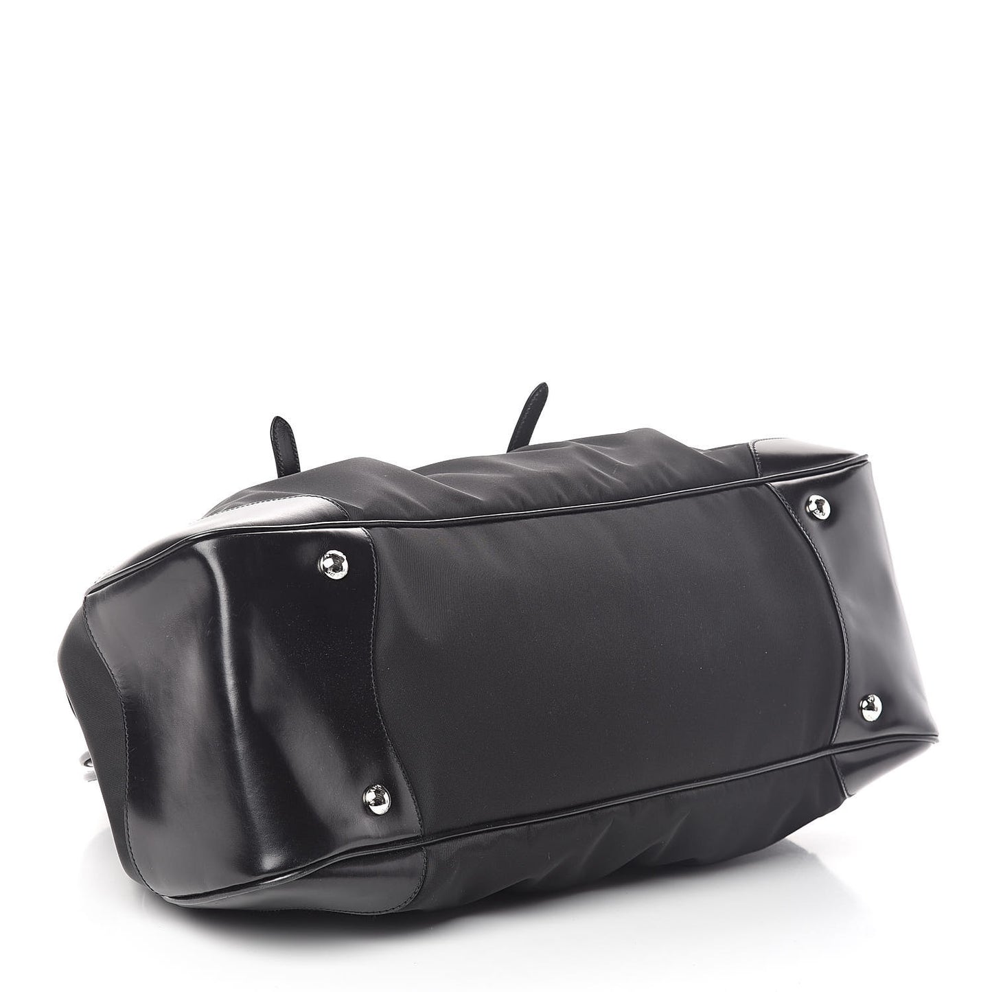 Tessuto Nylon Calfskin Frame Satchel Black
