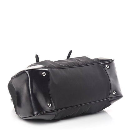 Prada Tessuto Nylon Calfskin Frame Satchel Black 4 of 9