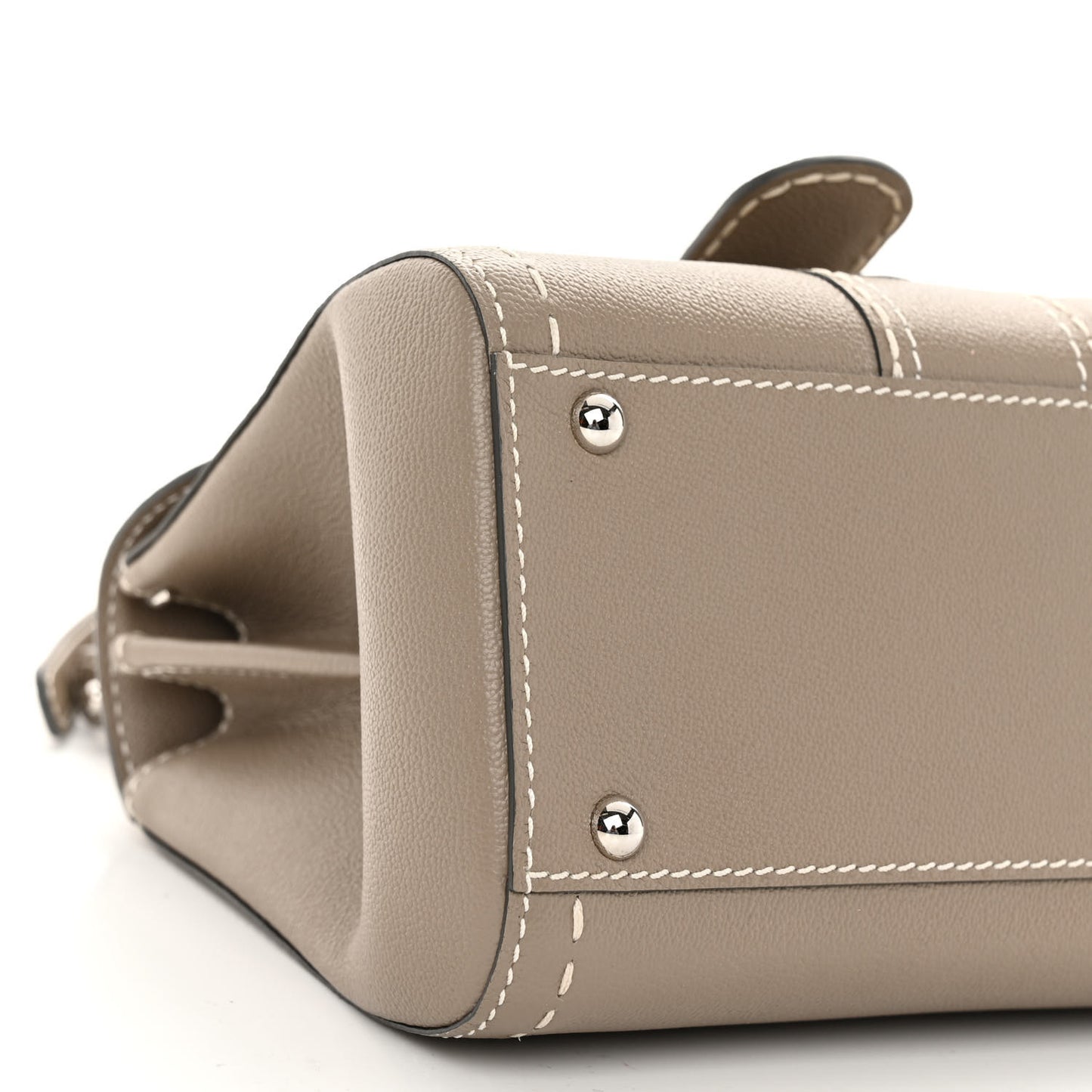 Grained Rodeo Calfskin Surpique Mini Brillant Satchel Tourterelle Ivory