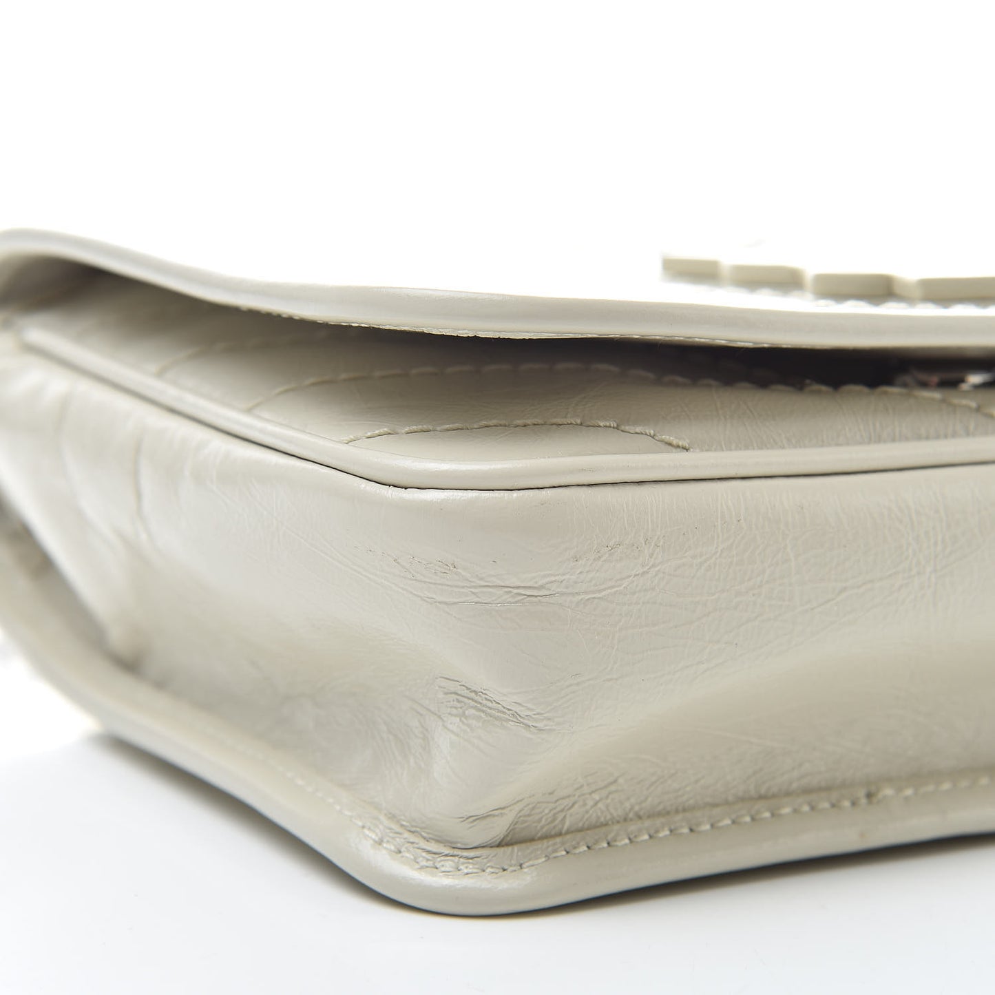 Crinkled Calfskin Matelasse Monogram Niki Chain Wallet Crema Soft