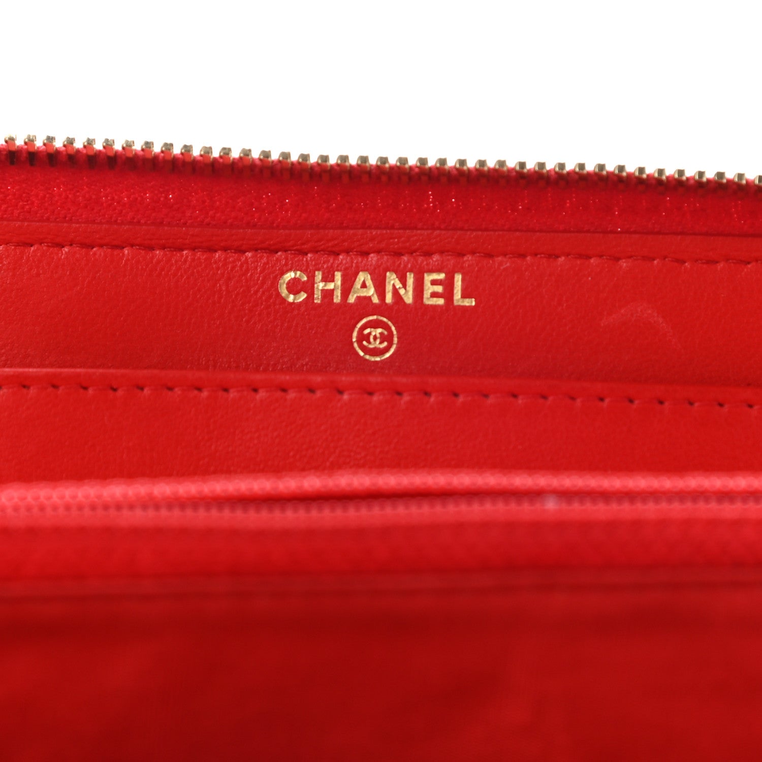 Chanel Lambskin Quilted Camellia Zip Around Wristlet Wallet Red 6 of 18