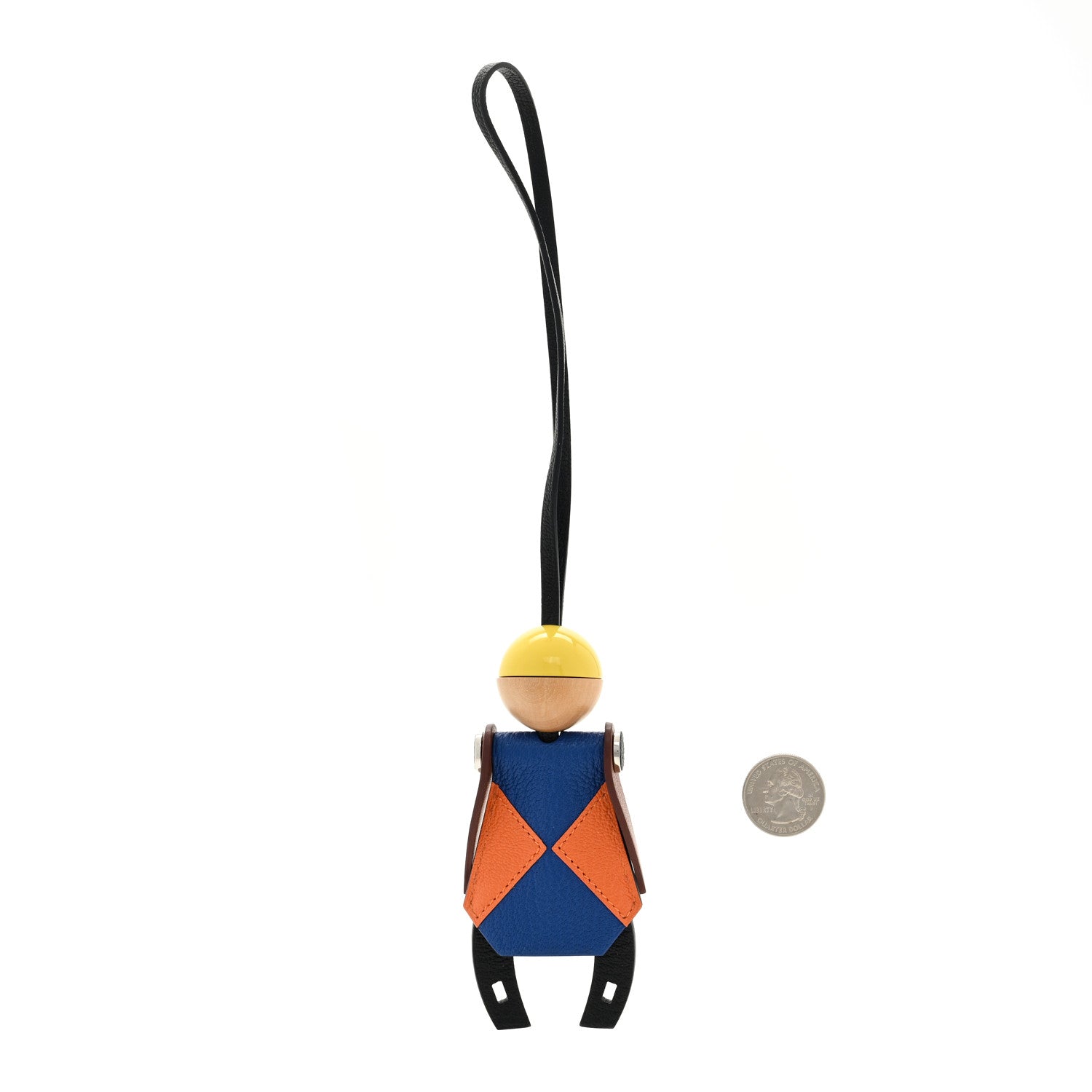 Hermes Chevre Mysore Barenia Jockey Bag Charm Black Bleu France Orange Fauve 2 of 3