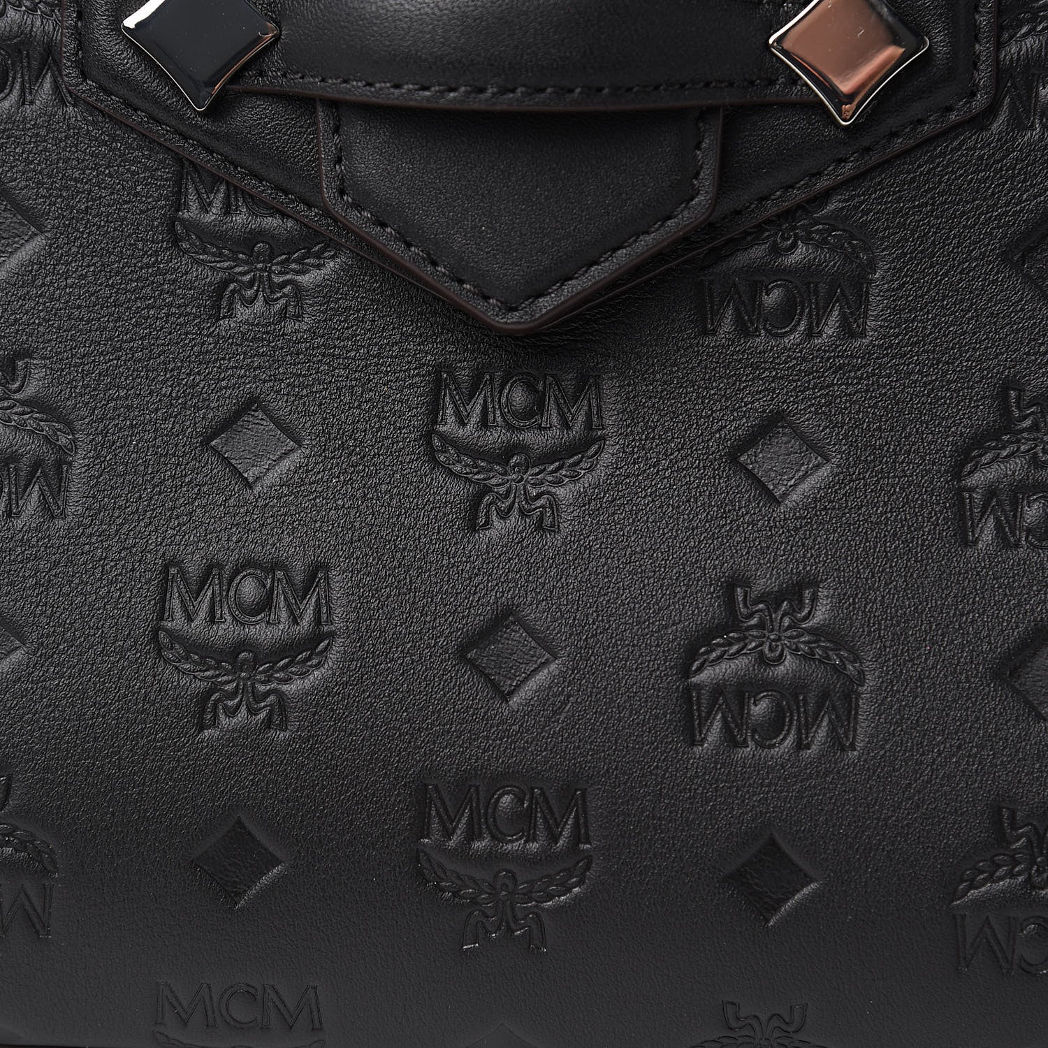 MCM Calfskin Essential Monogram Small Backpack Black 10 of 11