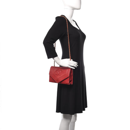 Chanel Lambskin CC Envelope Single Flap Red 2 of 25