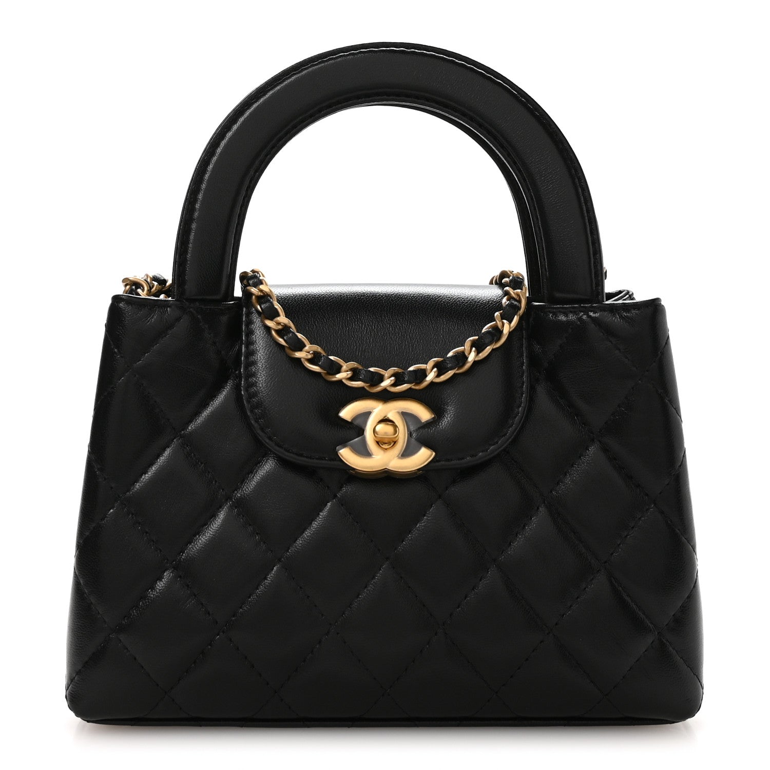 Chanel Shiny Aged Calfskin Quilted Nano Kelly Shopper Black 1 of 12