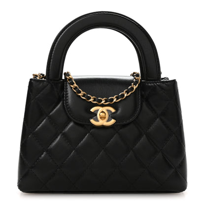 Chanel Shiny Aged Calfskin Quilted Nano Kelly Shopper Black 1 of 12