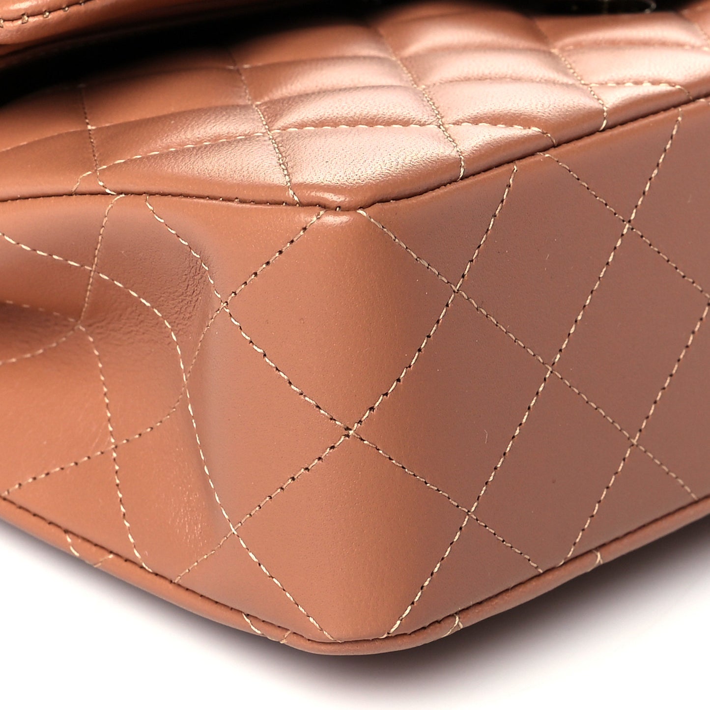 Lambskin Quilted Small Double Flap Brown