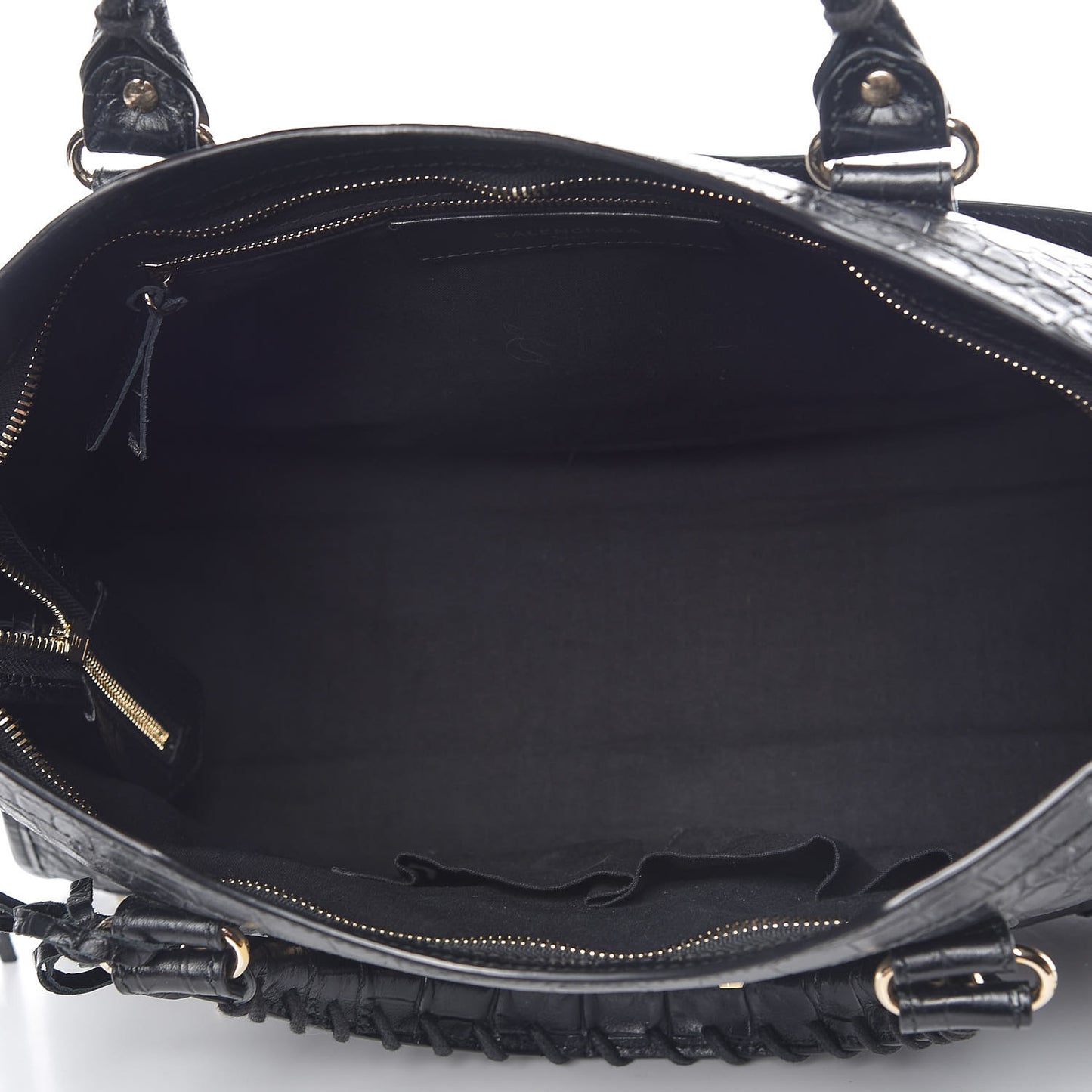 Calfskin Crocodile Embossed Classic Hardware City Black