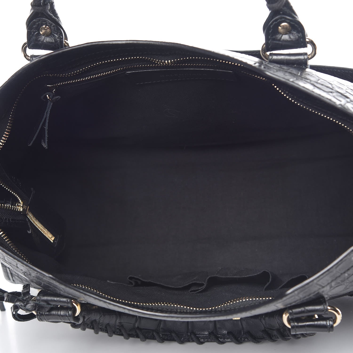 Balenciaga Calfskin Crocodile Embossed Classic Hardware City Black 7 of 9