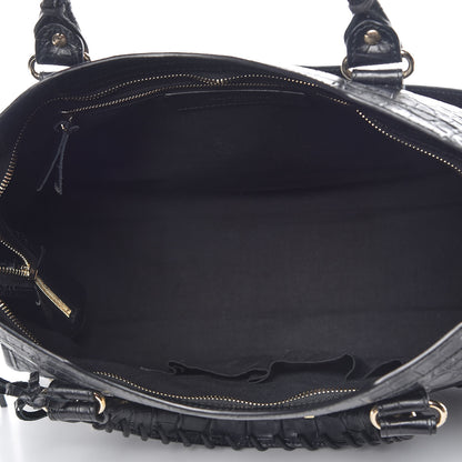 Balenciaga Calfskin Crocodile Embossed Classic Hardware City Black 7 of 9