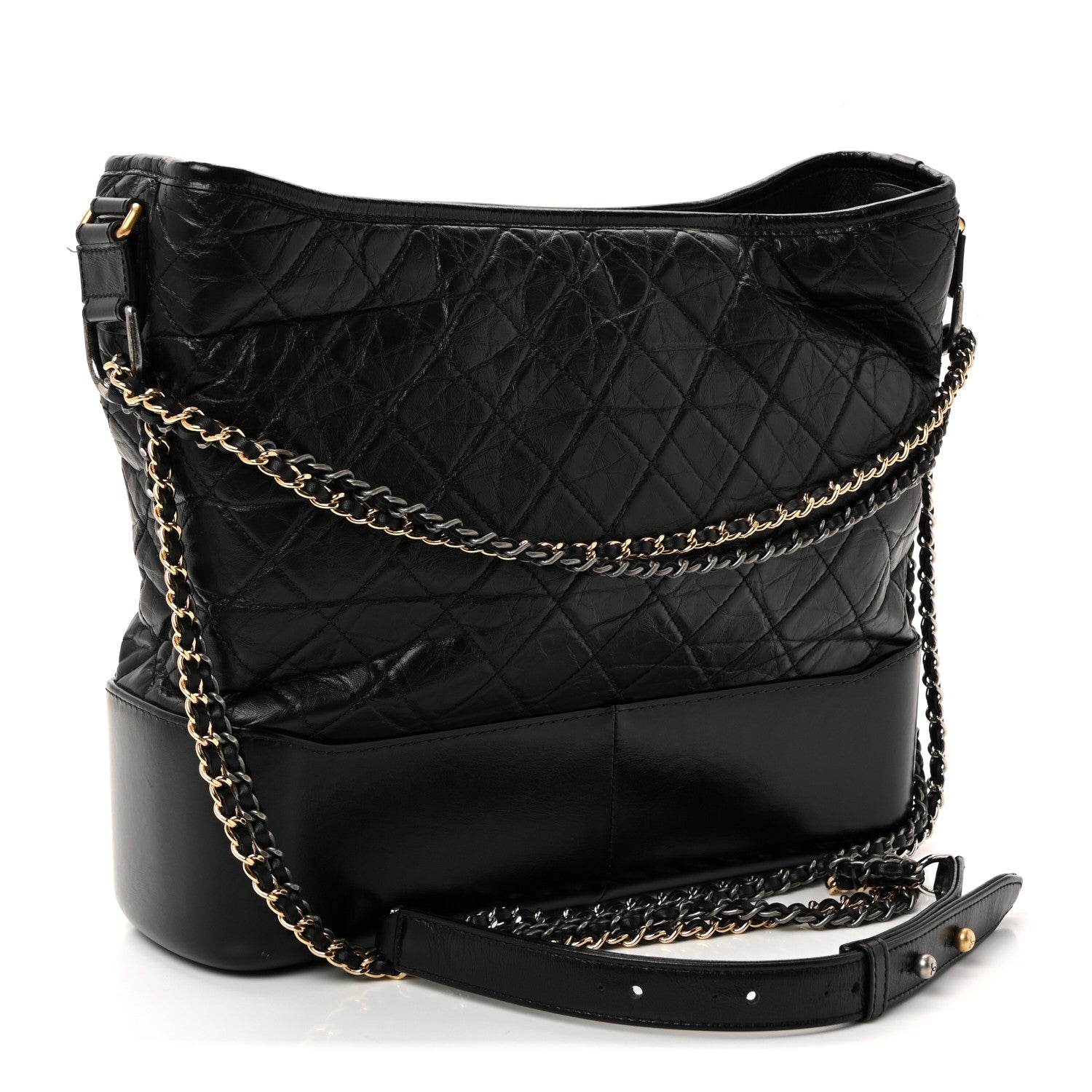 Chanel Aged Calfskin Quilted Large Gabrielle Hobo Black 2 of 10