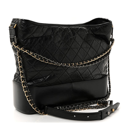 Chanel Aged Calfskin Quilted Large Gabrielle Hobo Black 2 of 10