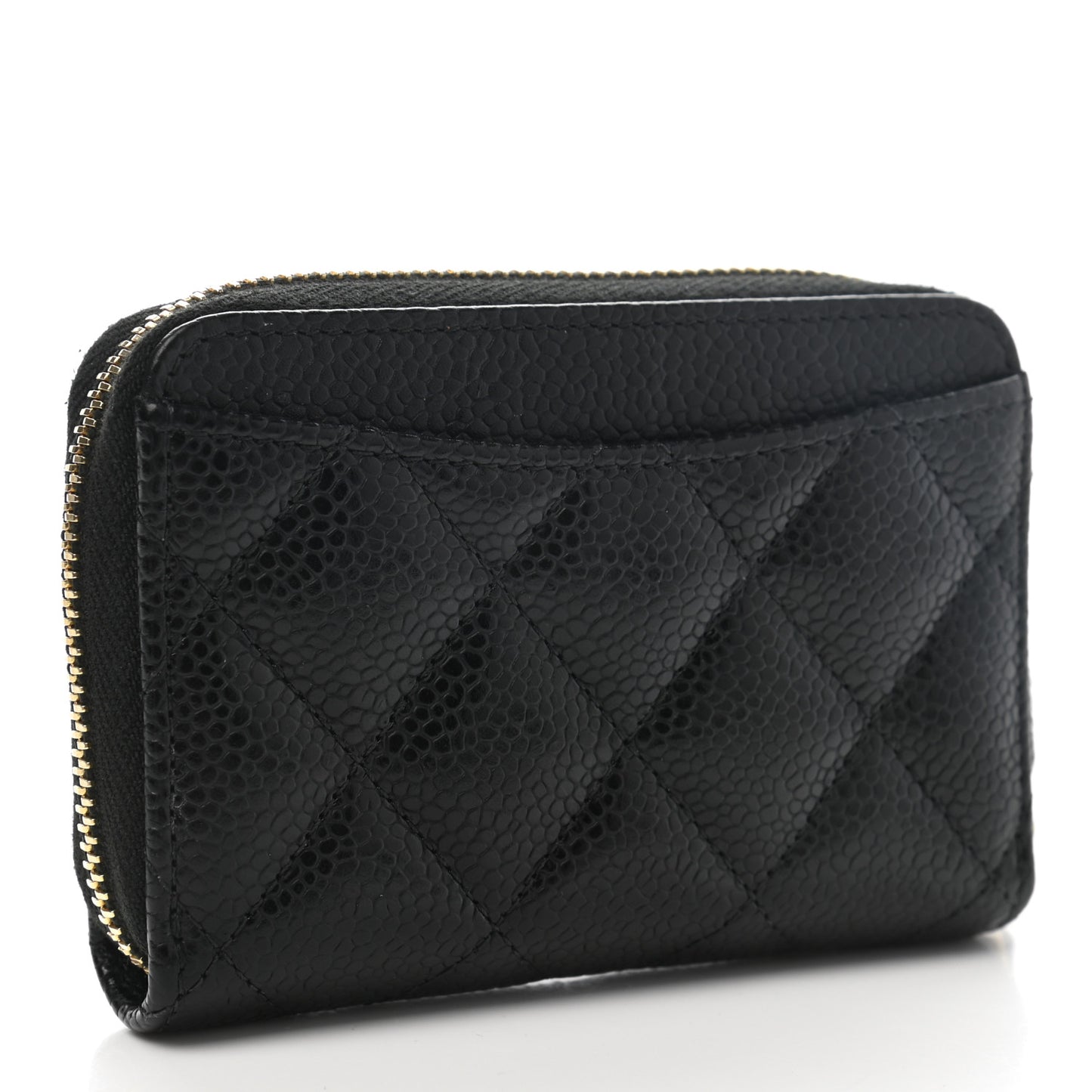 Caviar Quilted Classic Zipped Coin Purse Black