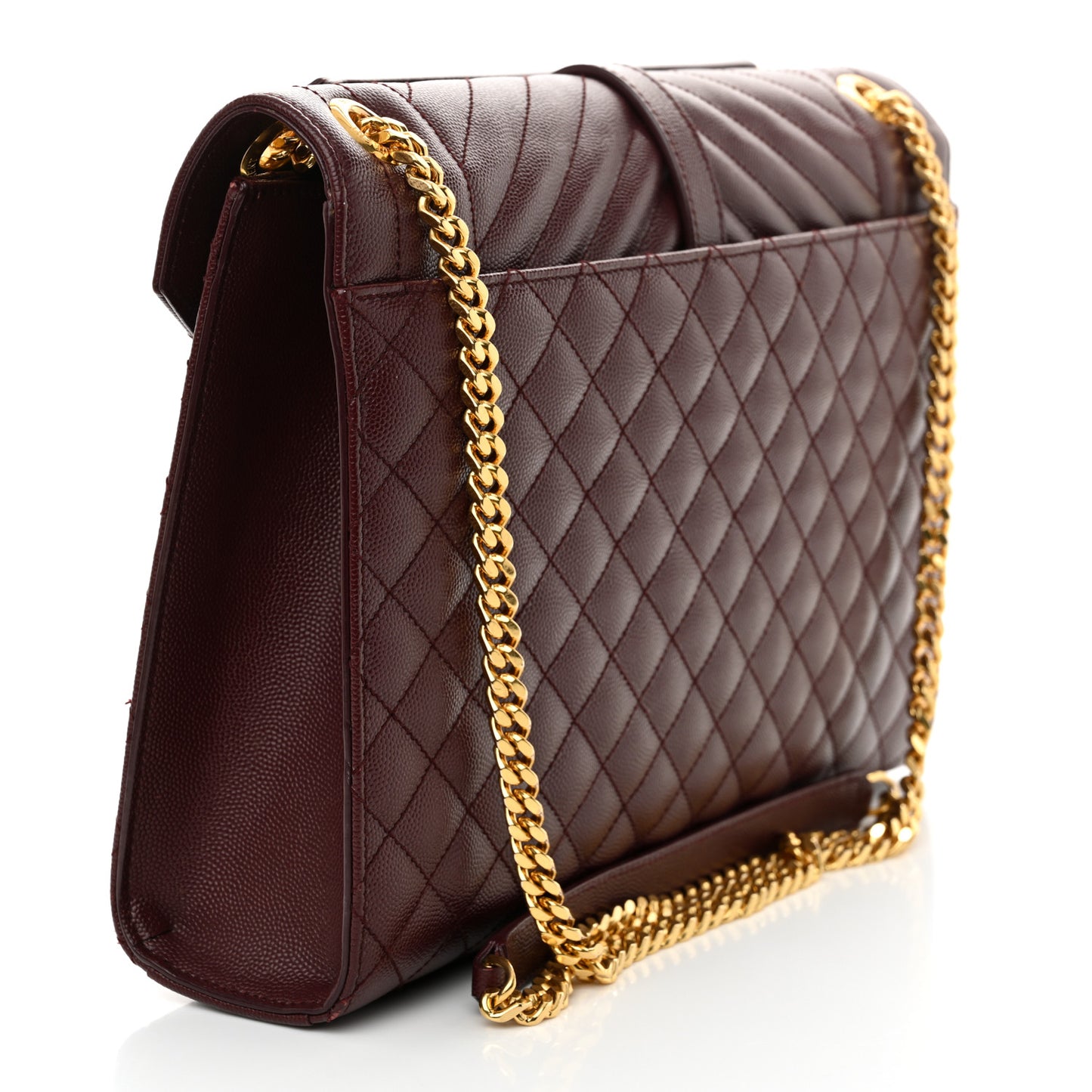 Grain De Poudre Mixed Matelasse Large Triquilt Monogram Satchel Rouge Legion