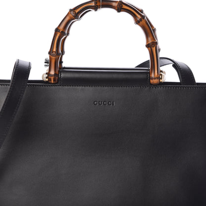 Gucci Nappa Bamboo Medium Nymphaea Top Handle Bag Black 8 of 10