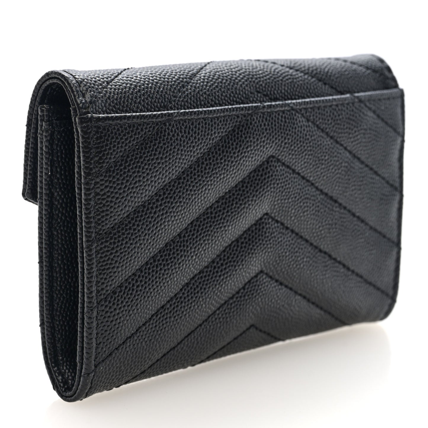 Grain De Poudre Matelasse Chevron Small Monogram Envelope Wallet Black